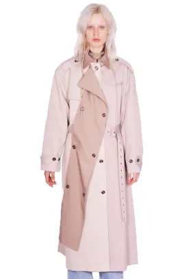 ROKH R8CA69 VM 43 LONG TRENCH COAT MULTI-BEIGE