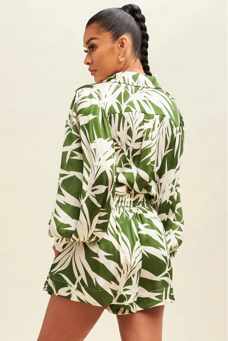 Ronnie 2 Tone Palm Print Short Set (Sold Separately)