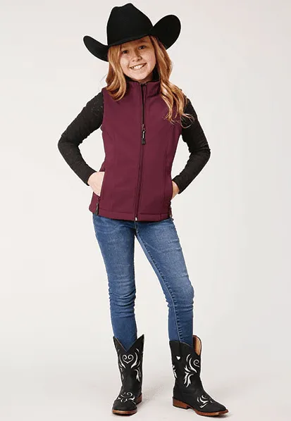 Roper Girl's Hi Tech Fleece Wine Soft Shell Vest 298-0781-6146