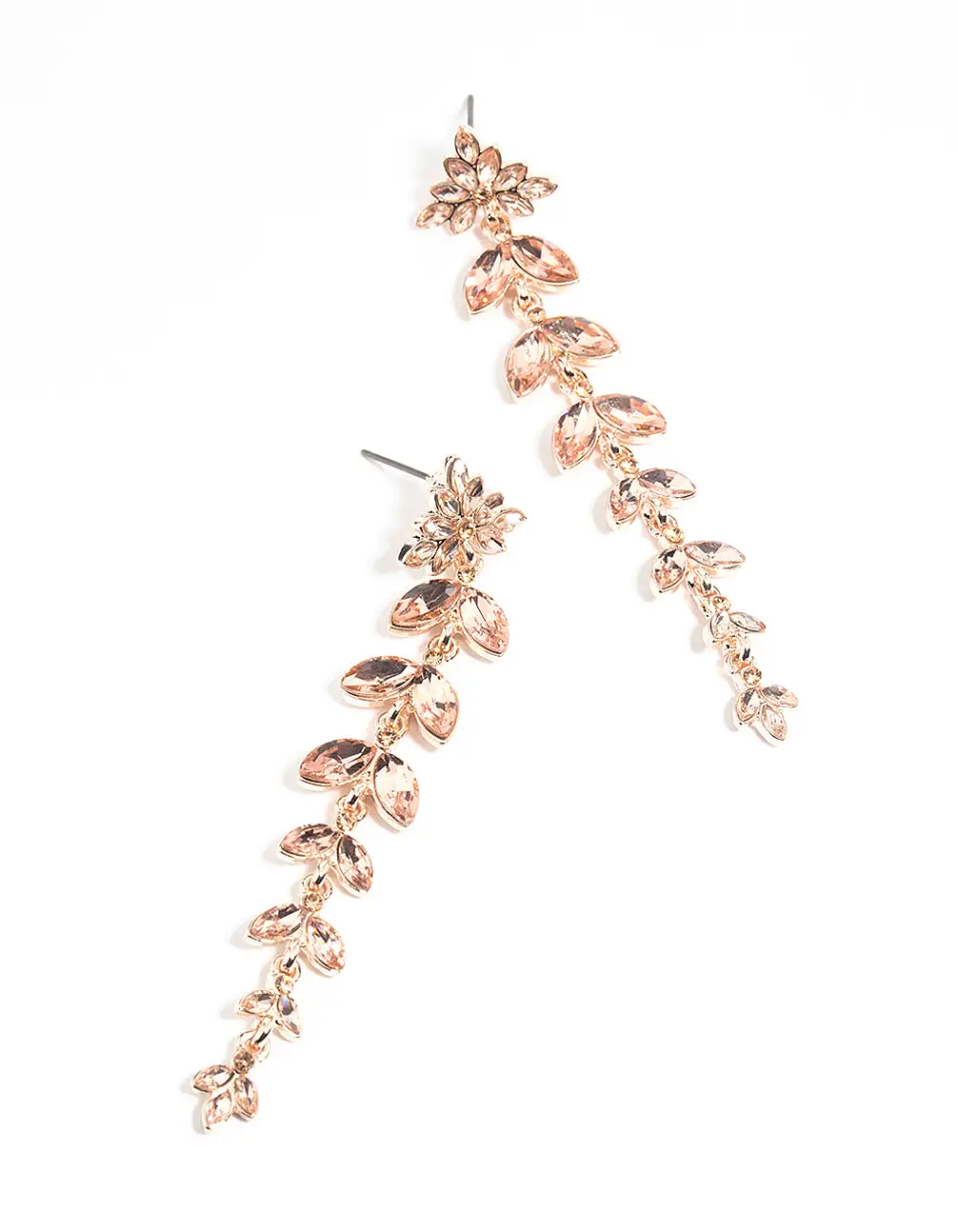 Rose Gold Navette Diamante Drop Earrings