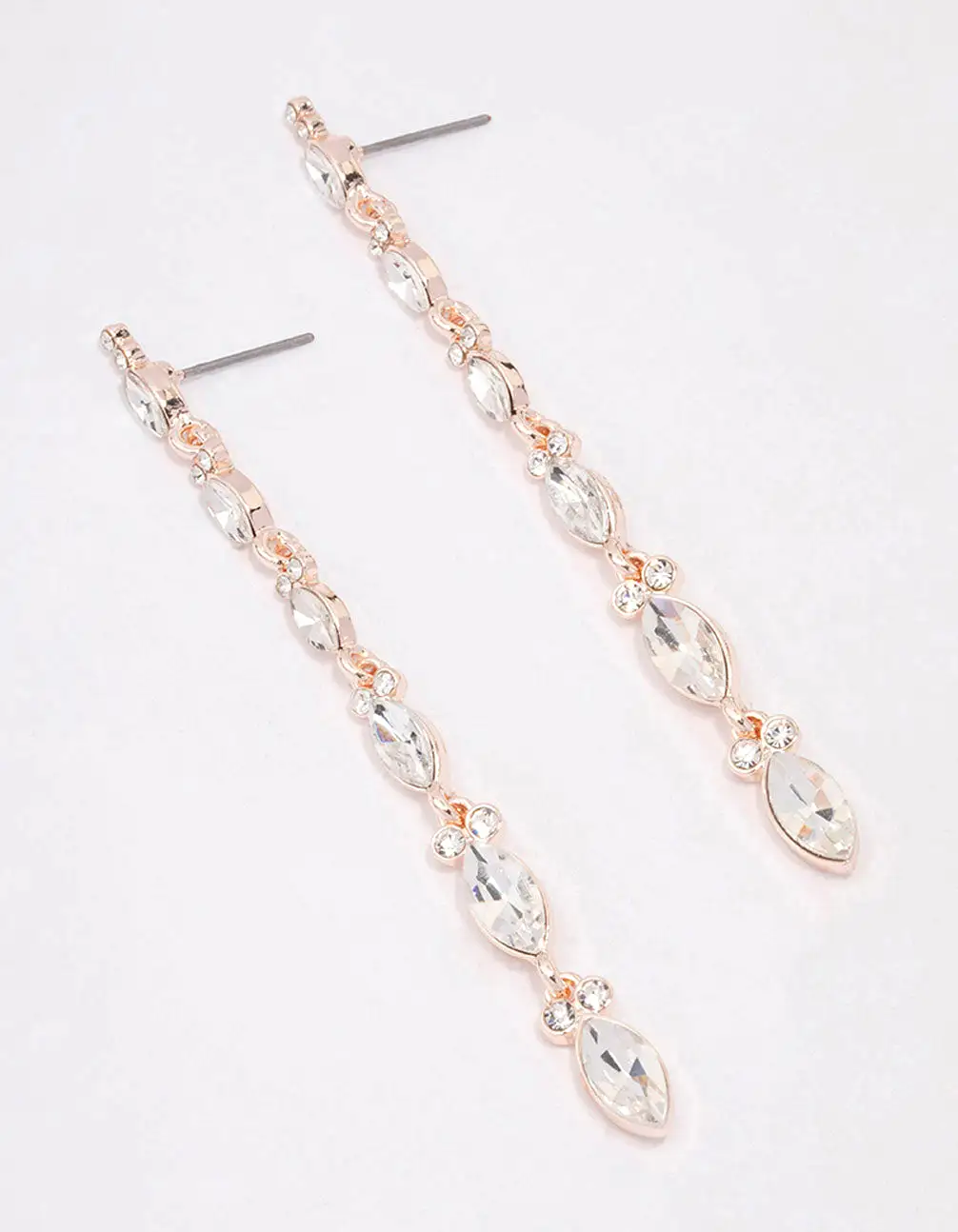 Rose Gold Pear Cupchain Drop Earrings