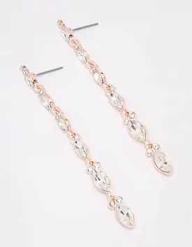 Rose Gold Pear Cupchain Drop Earrings