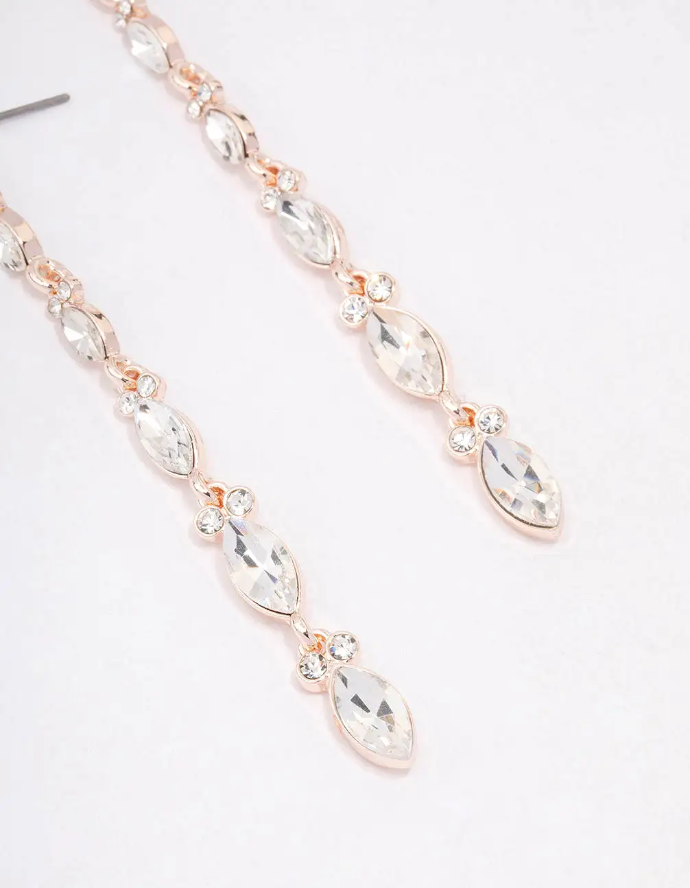 Rose Gold Pear Cupchain Drop Earrings