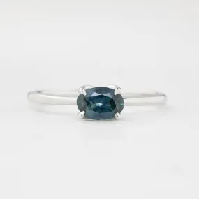 Sara Ring 0.83ct Ocean Blue East West Oval Montana Sapphire, 14k White Gold (One of a kind)