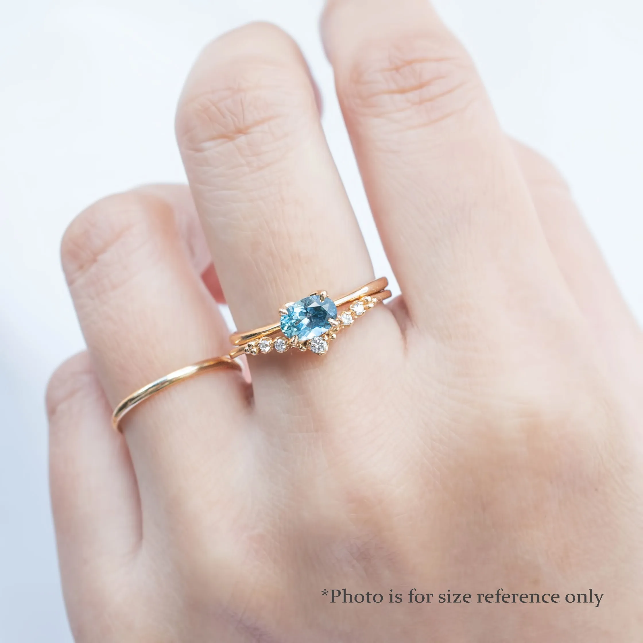 Sara Ring 0.86ct Blue Green East West Oval Montana Sapphire, 14k Rose Gold (One of a kind)