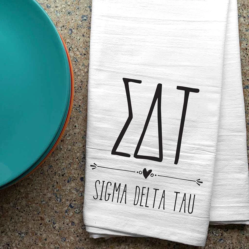 Sigma Delta Tau Sorority Kitchen Towel with Boho Design