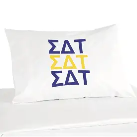 Sigma Delta Tau Sorority Letters in Sorority Colors Pillowcase