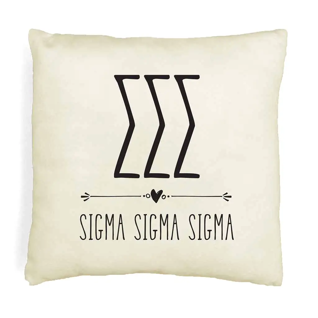 Sigma Sigma Sigma Greek Boho Sorority Throw Pillow Cover for Dorm or Apartment