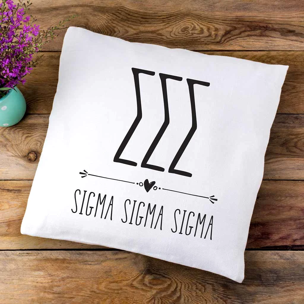 Sigma Sigma Sigma Greek Boho Sorority Throw Pillow Cover for Dorm or Apartment