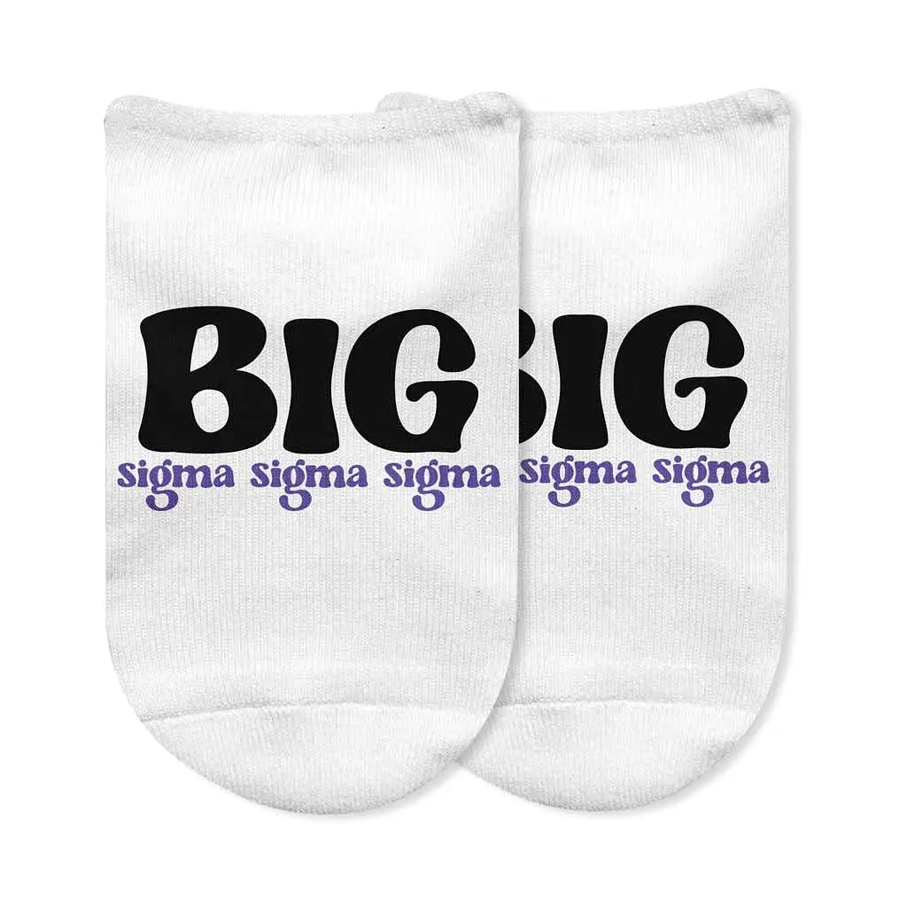 Sigma Sigma Sigma No Show Socks for Bigs and Littles