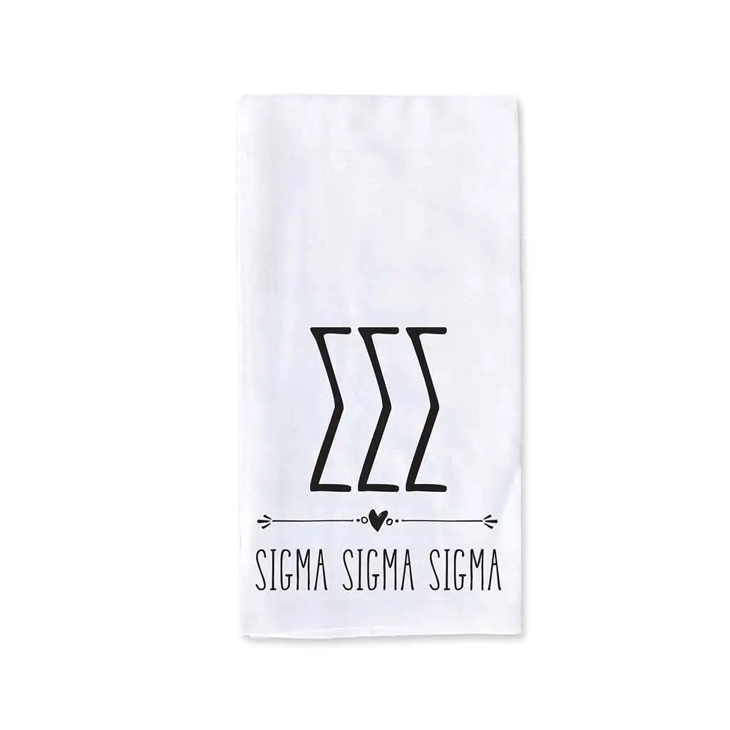 Sigma Sigma Sigma Sorority Kitchen Towel with Boho Design