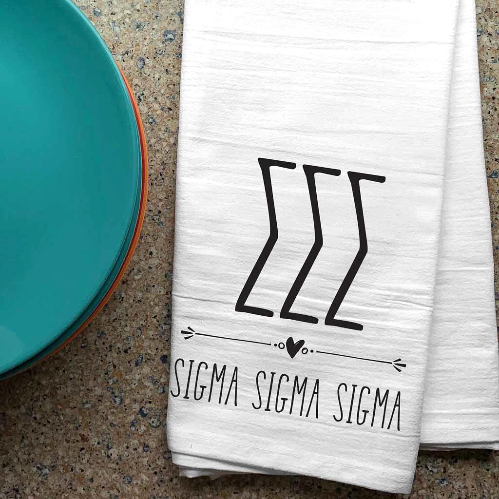 Sigma Sigma Sigma Sorority Kitchen Towel with Boho Design