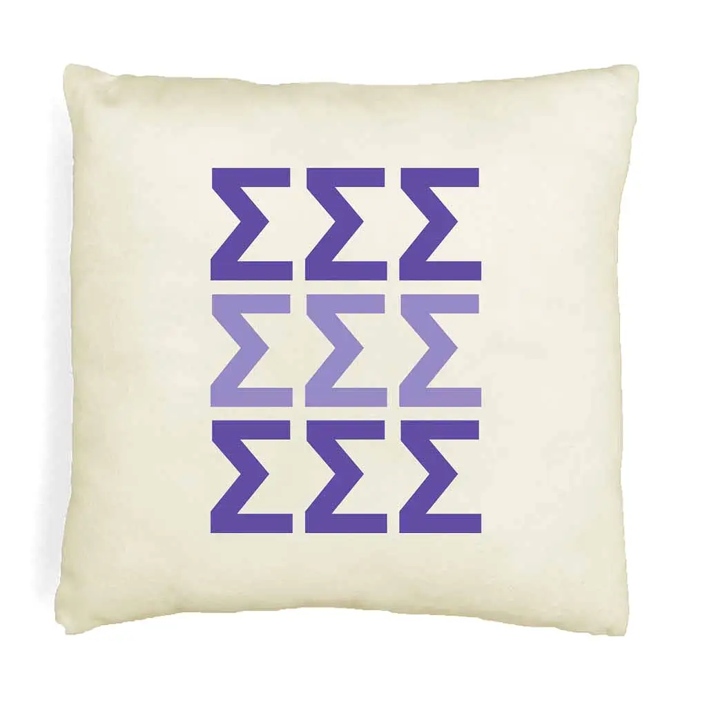 Sigma Sigma Sigma Throw Pillow Cover with Greek Letters