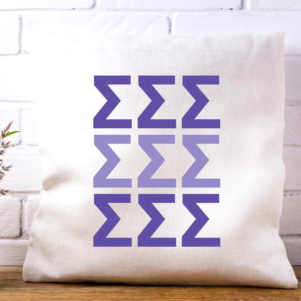 Sigma Sigma Sigma Throw Pillow Cover with Greek Letters