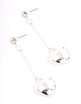 Silver Diamante Chubby Heart Drop Earrings