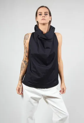 Sleeveless Blouse with Cowl Neck in Black