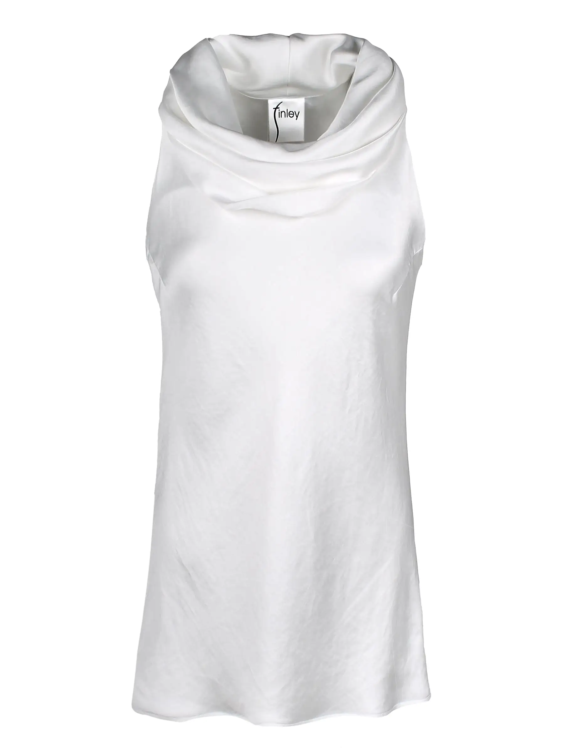 Sleeveless Cowl Top Ivory Hammered Satin