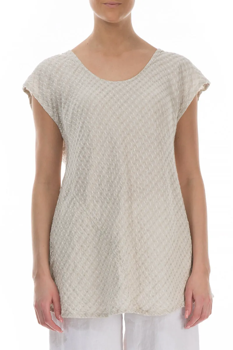 Sleeveless Textured Natural Linen Blouse