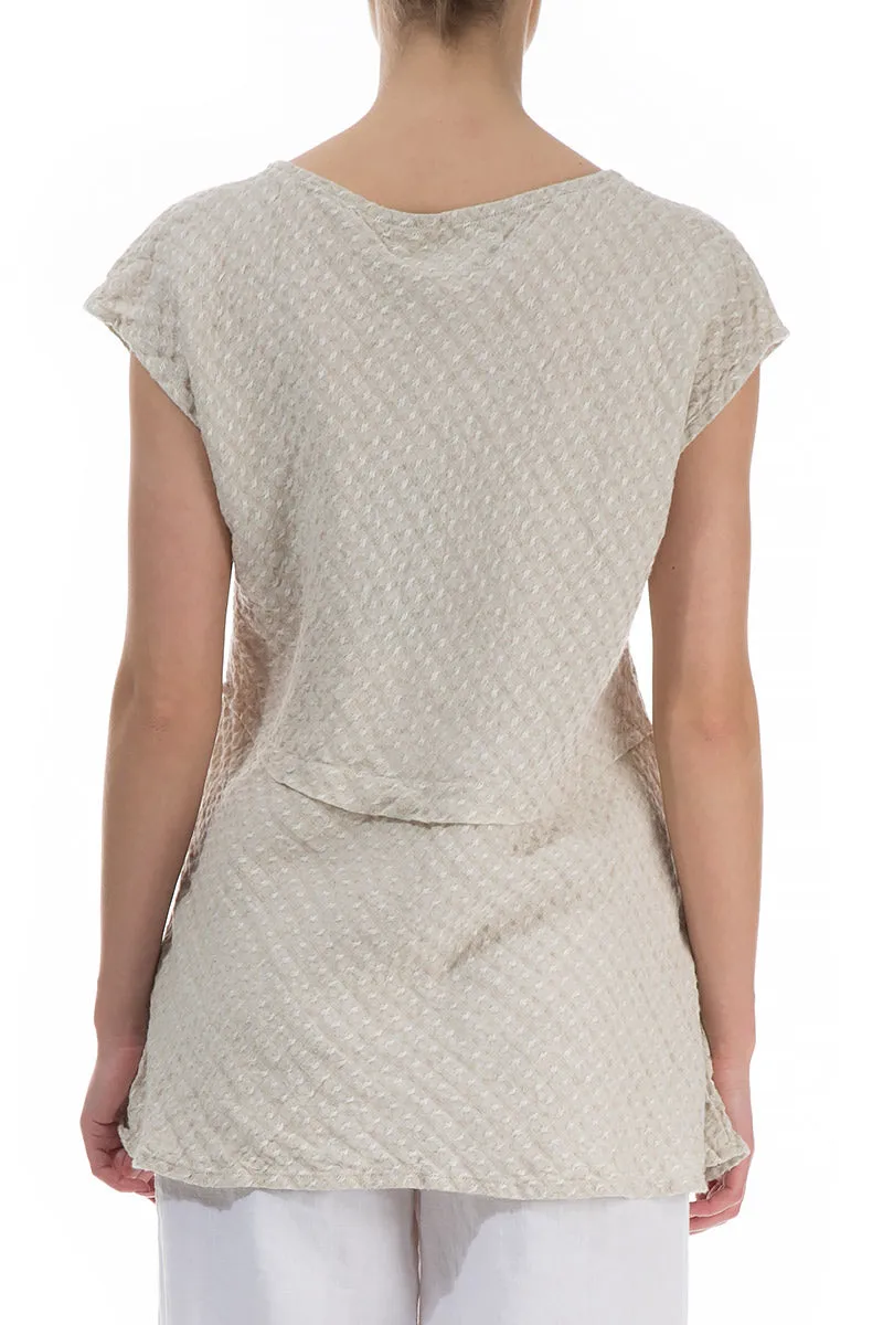 Sleeveless Textured Natural Linen Blouse