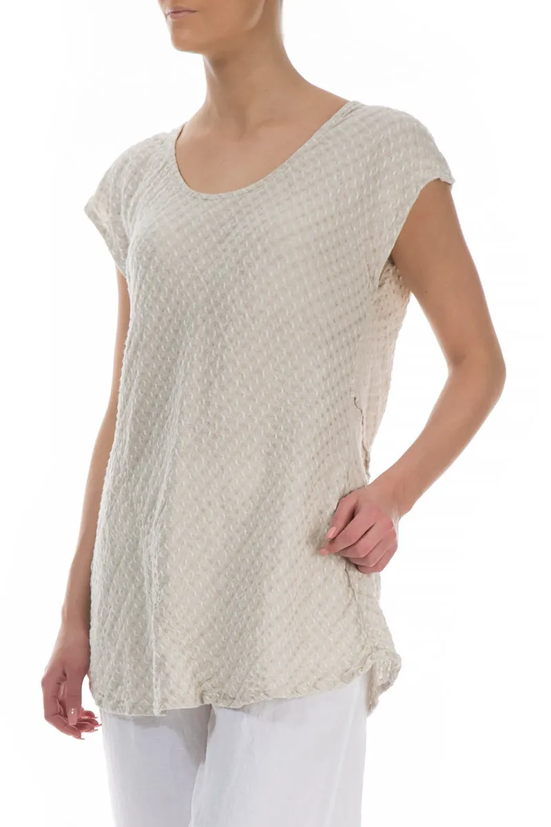 Sleeveless Textured Natural Linen Blouse