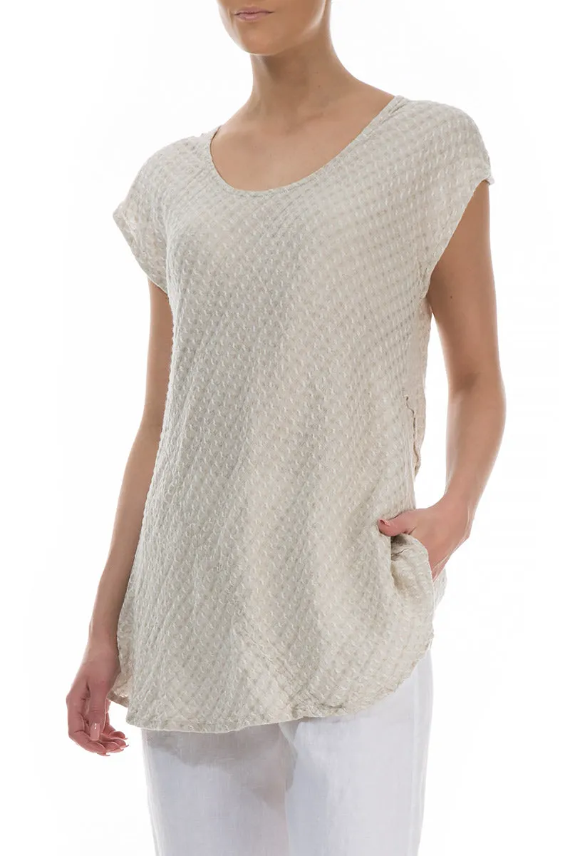 Sleeveless Textured Natural Linen Blouse