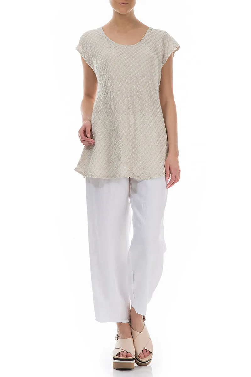 Sleeveless Textured Natural Linen Blouse