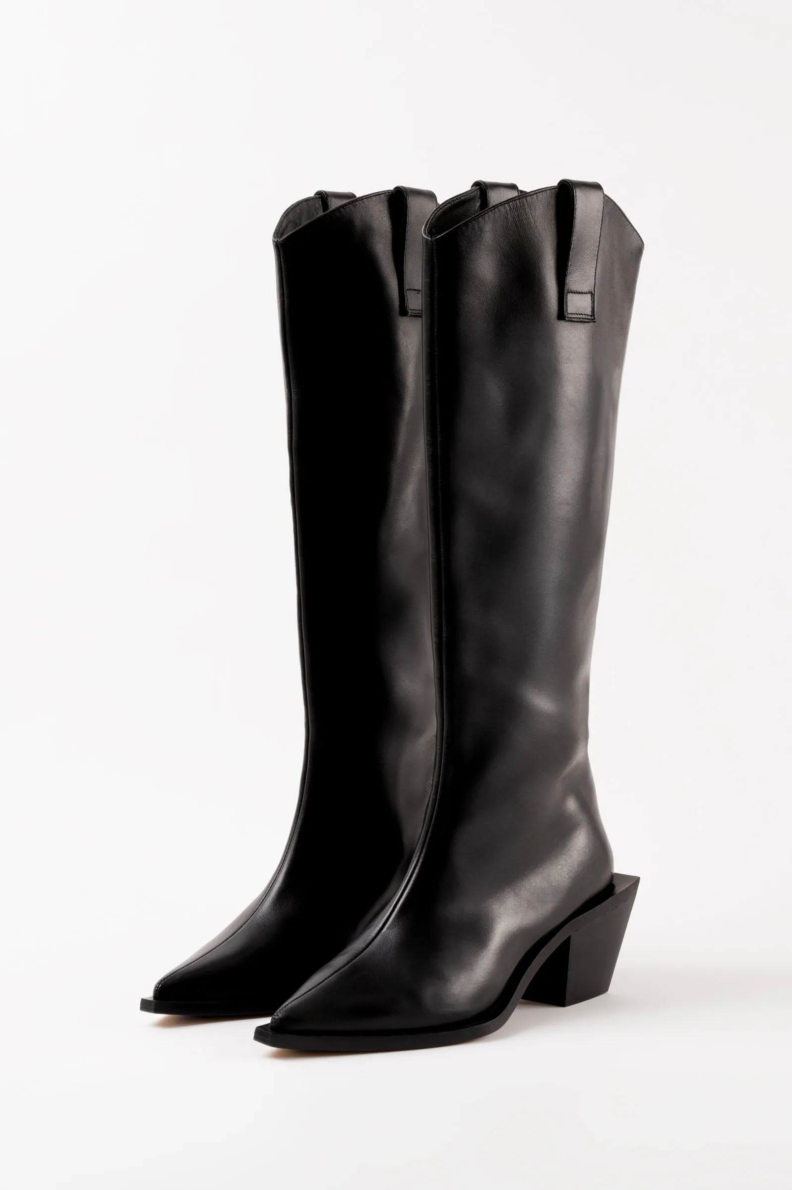 SOLE - Black Leather Cowboy Boots