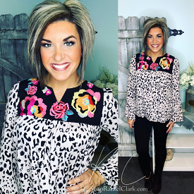 Spot You From Here Animal Print Long Sleeve Blouse