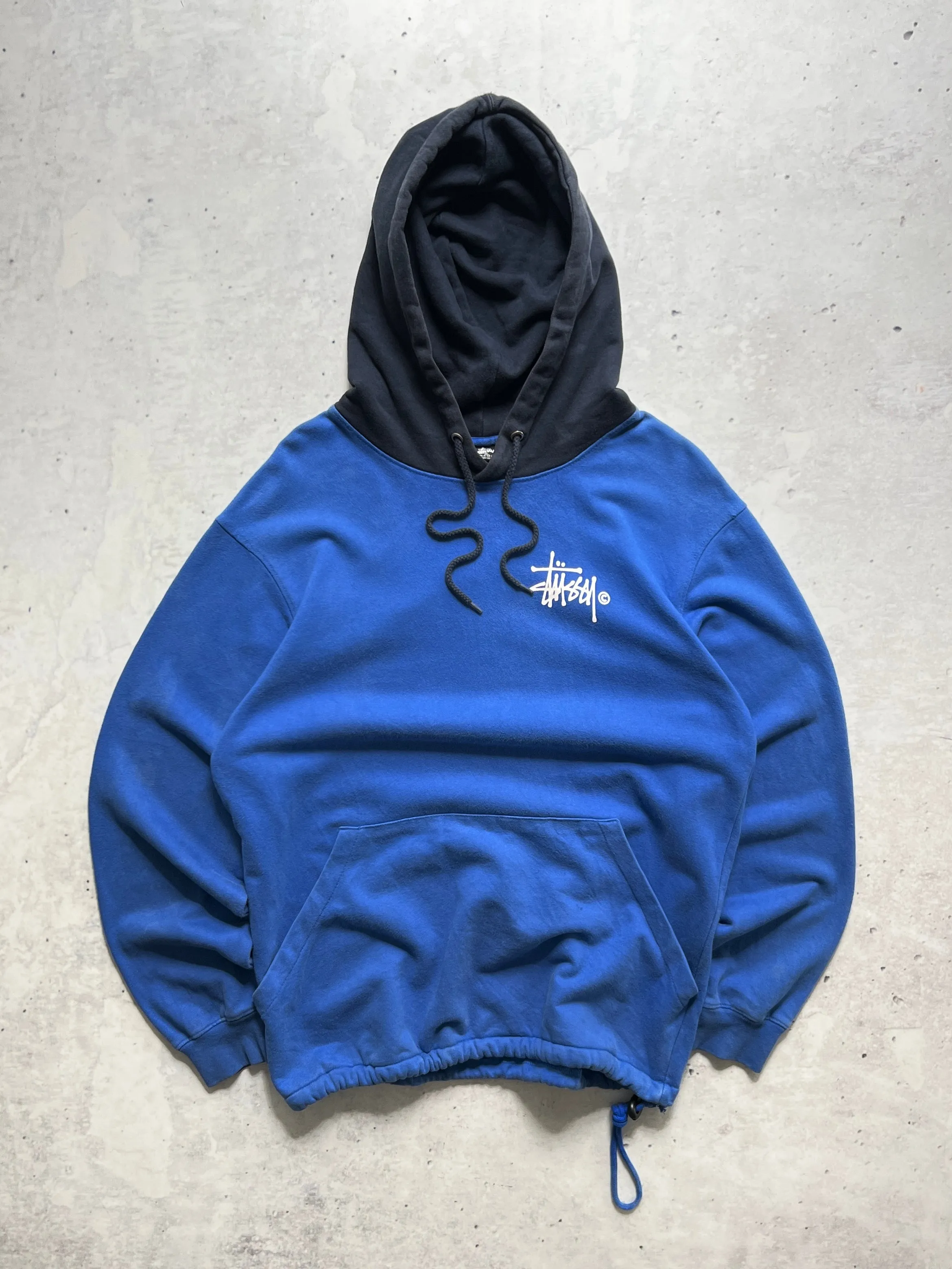 Stussy two tone script heavyweight pullover hoodie (L)