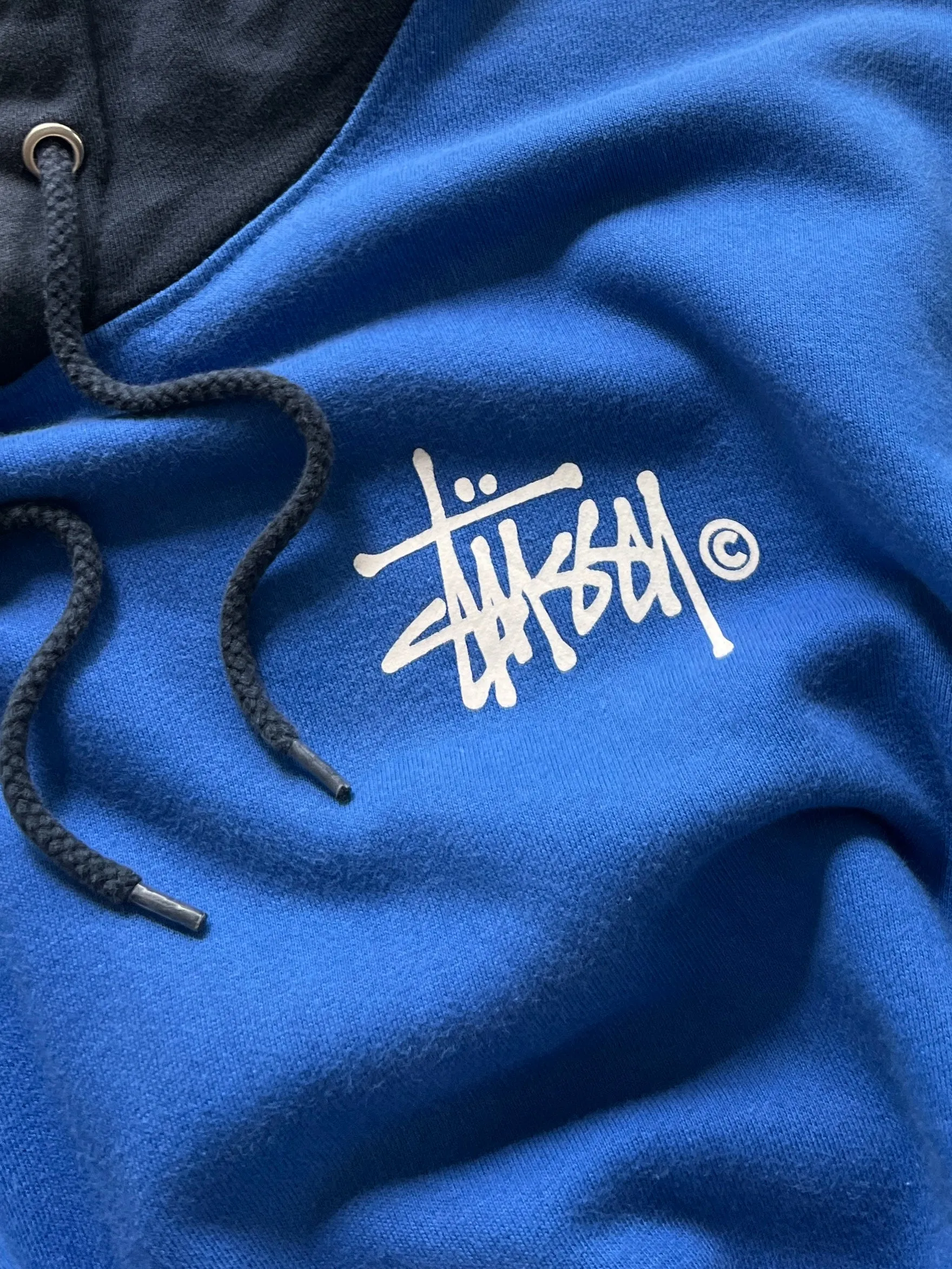 Stussy two tone script heavyweight pullover hoodie (L)