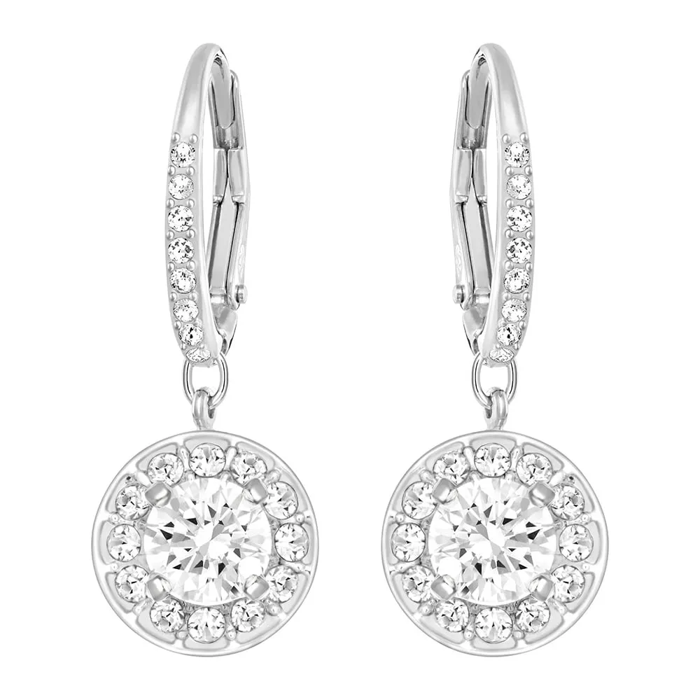 Swarovski Clear Crystal Pierced Drop Earrings ATTRACT LIGHT Rhodium -5142721