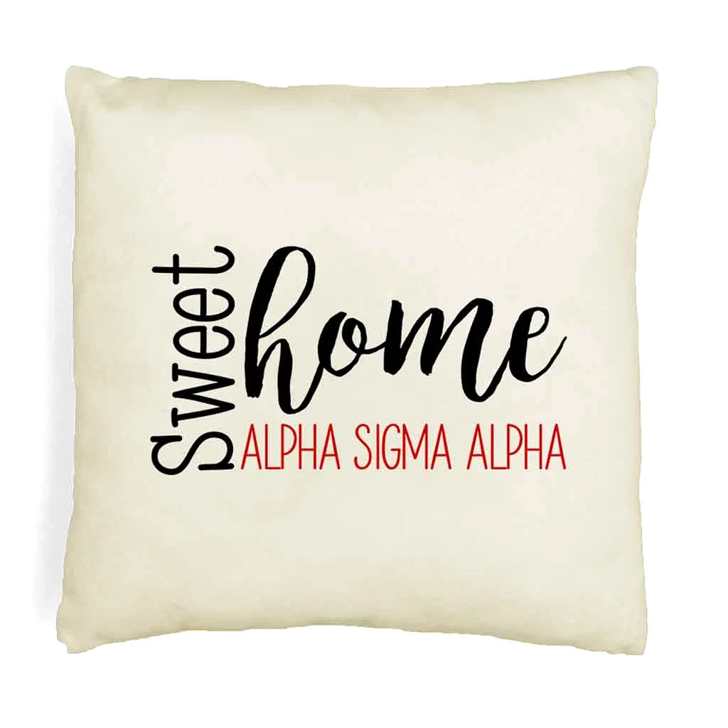 Sweet Home Alpha Sigma Alpha Throw Pillow Cover for Sorority Room Decor