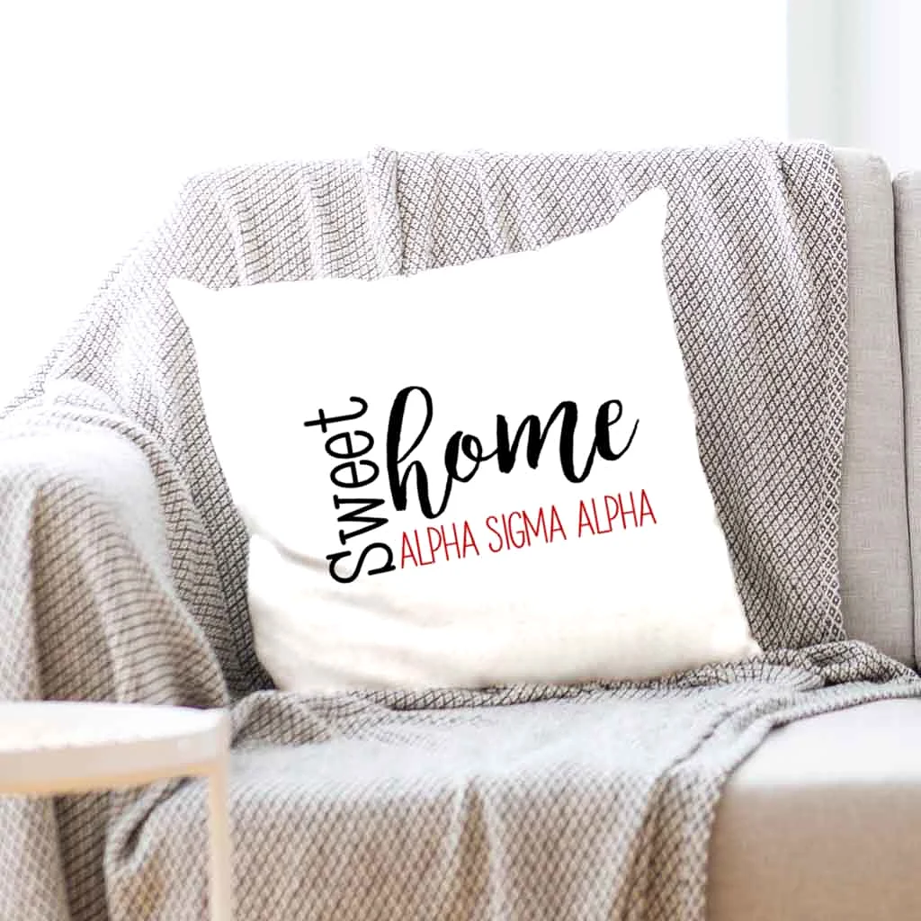 Sweet Home Alpha Sigma Alpha Throw Pillow Cover for Sorority Room Decor