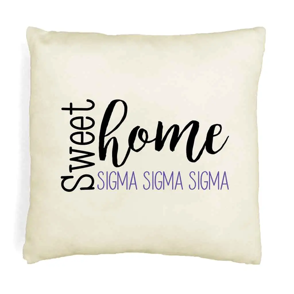 Sweet Home Sigma Sigma Sigma Throw Pillow Cover for Sorority Room Decor