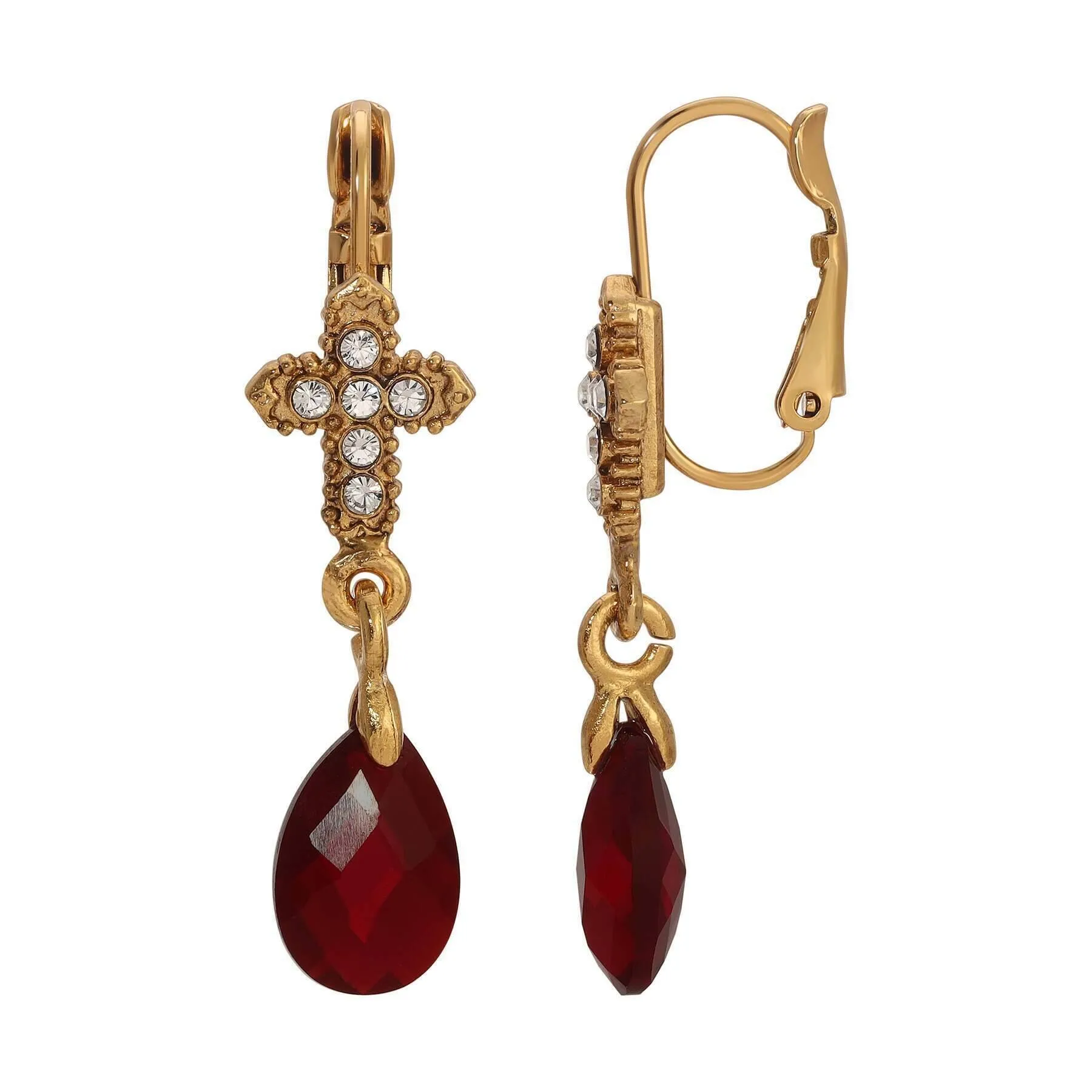 Symbols Of Faith Crystal Cross Briolette Stone Elegance Drop Earrings