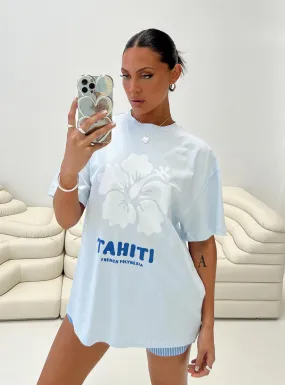 Tahiti Island Oversized Tee Blue