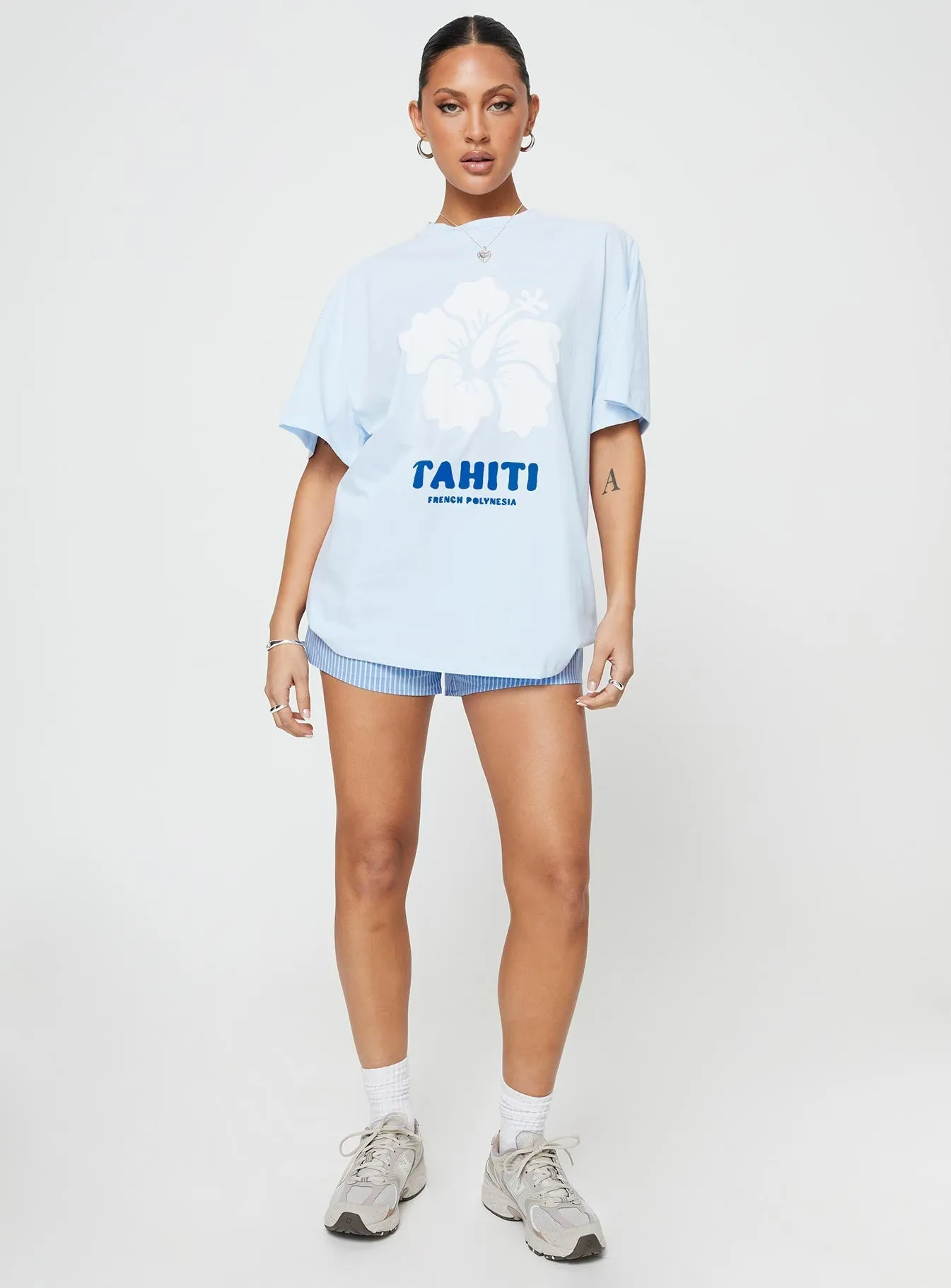 Tahiti Island Oversized Tee Blue