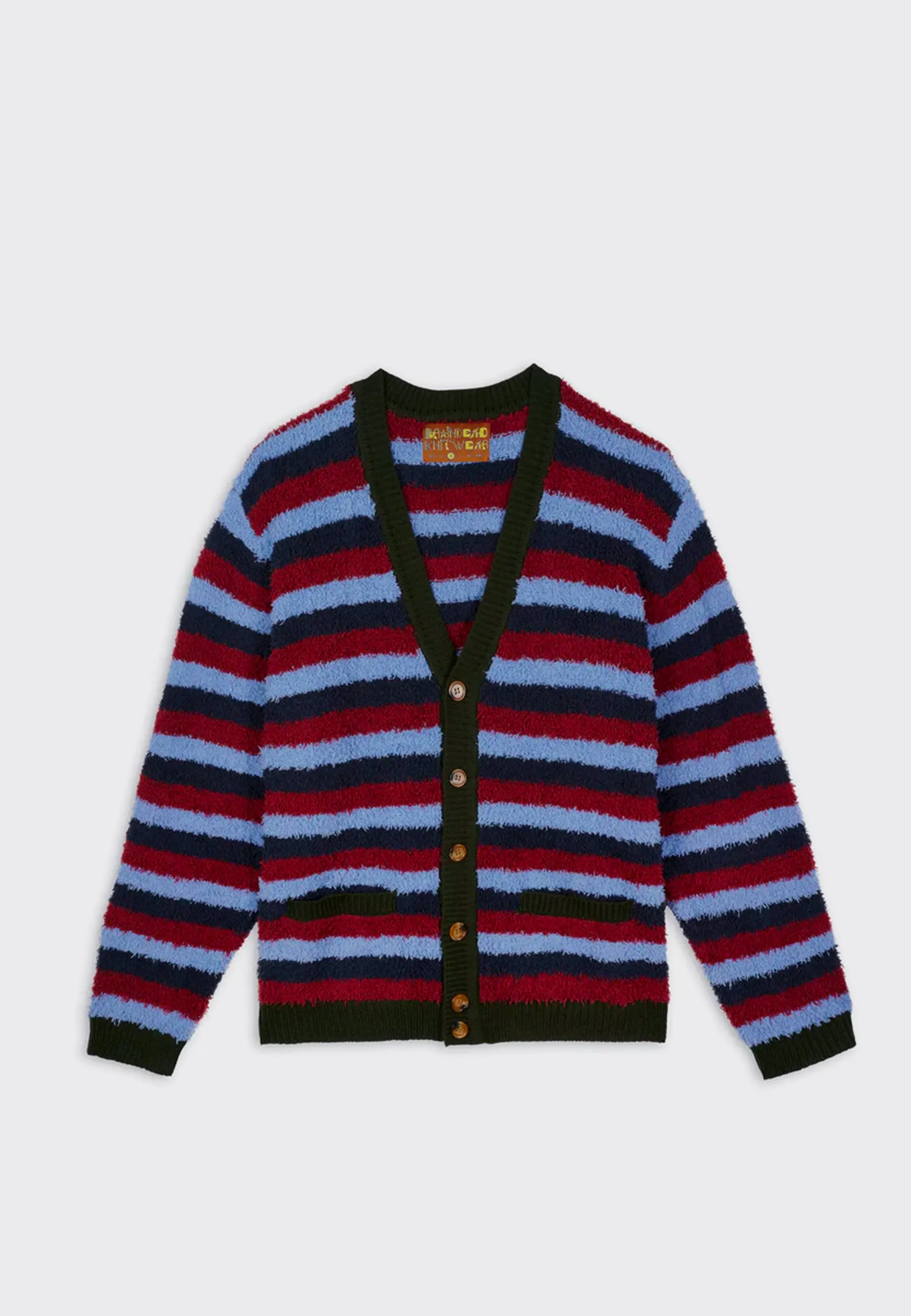 Teddy Fur Striped Cardigan - Blue Multi