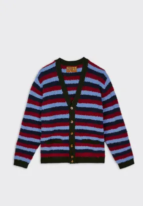 Teddy Fur Striped Cardigan - Blue Multi