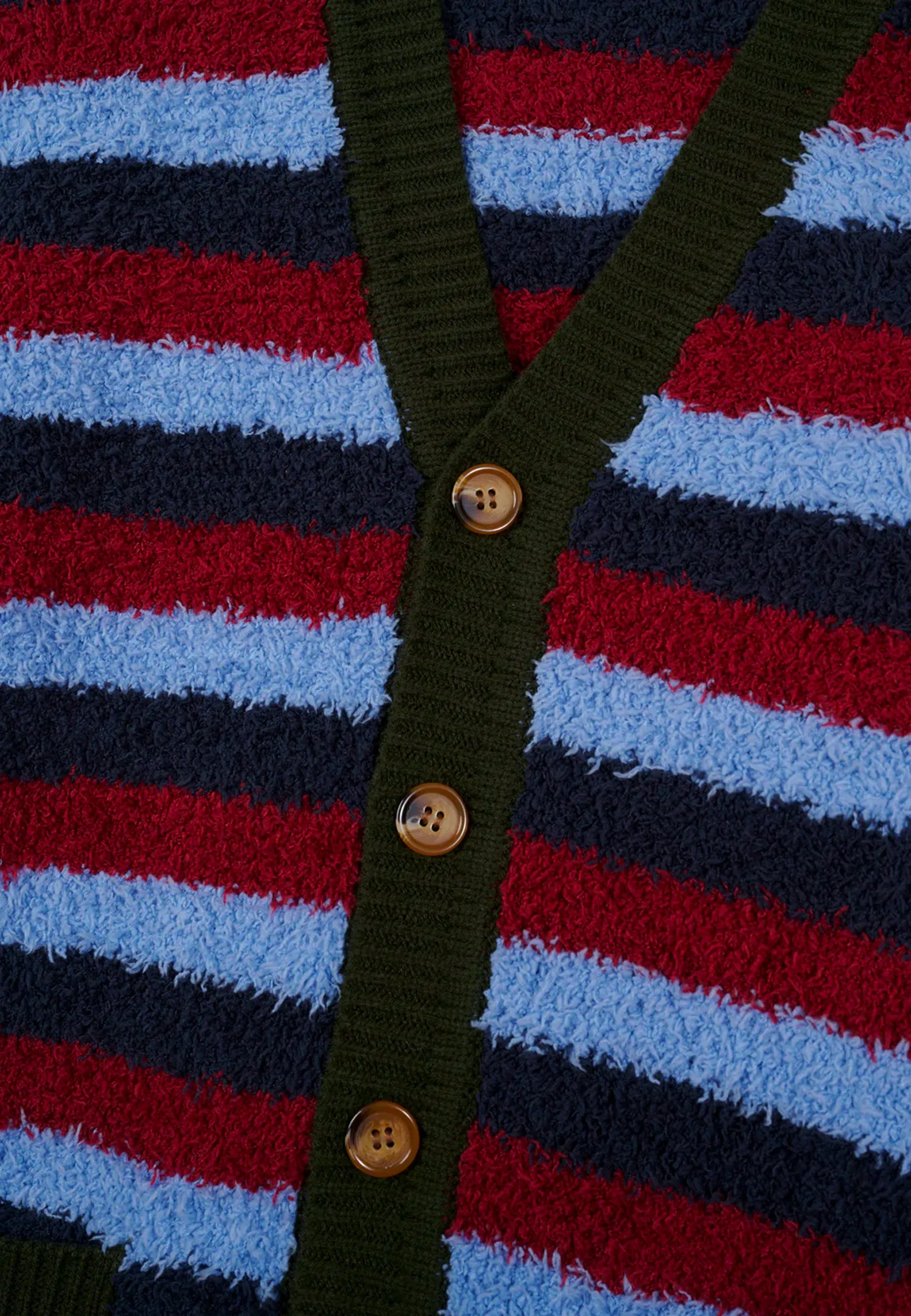 Teddy Fur Striped Cardigan - Blue Multi