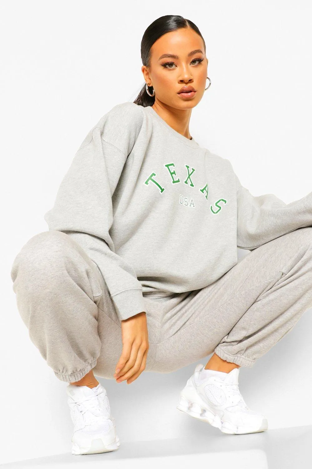 Texas Slogan Print Sweater Tracksuit