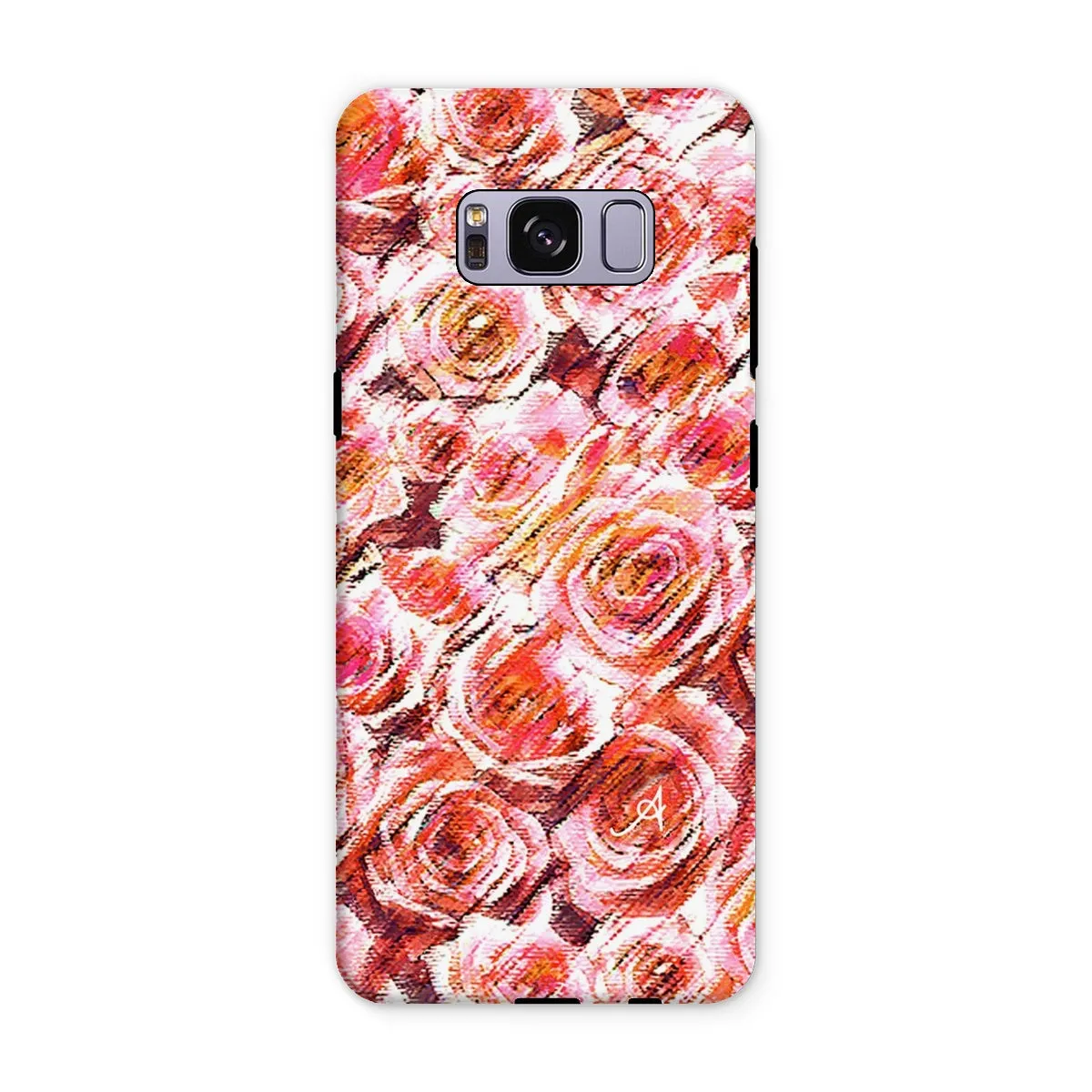 Textured Roses Coral Amanya Design Tough Phone Case