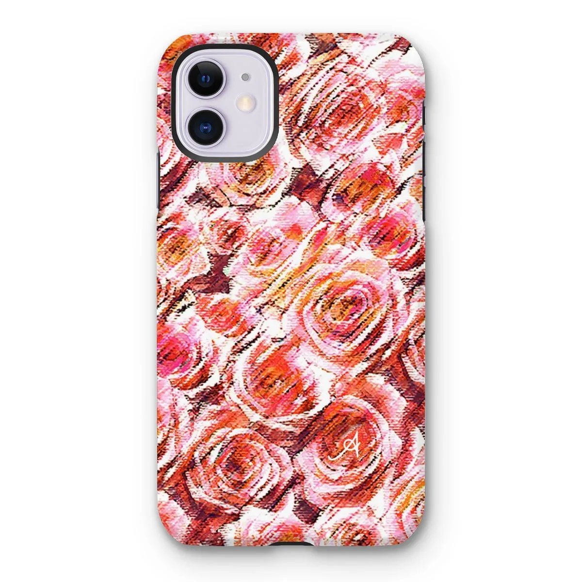 Textured Roses Coral Amanya Design Tough Phone Case