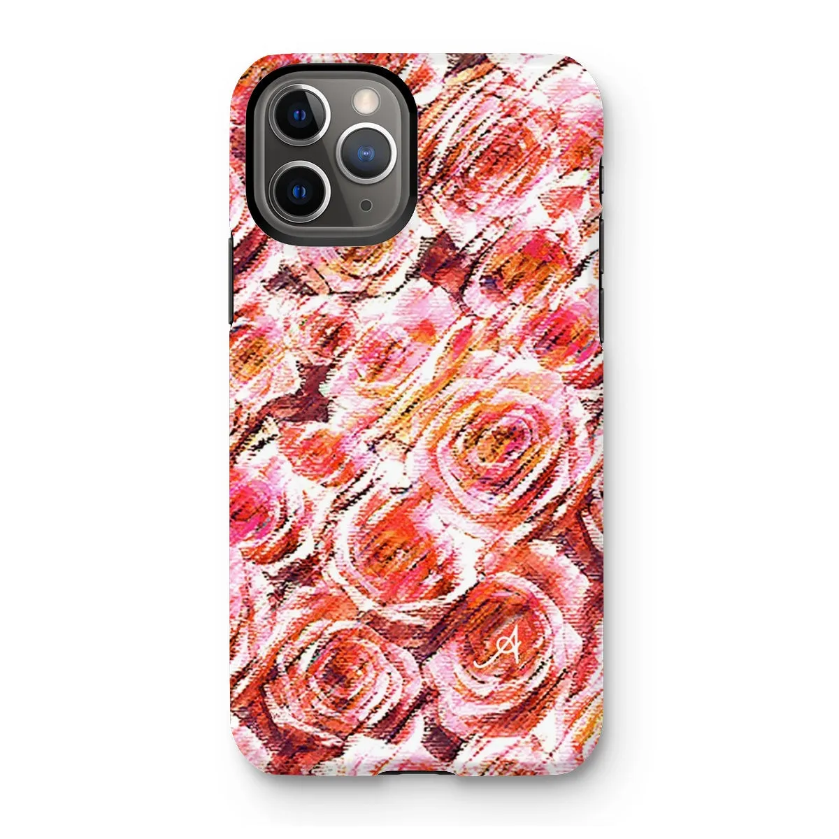 Textured Roses Coral Amanya Design Tough Phone Case