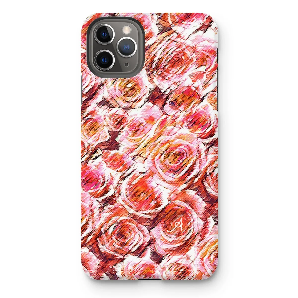 Textured Roses Coral Amanya Design Tough Phone Case