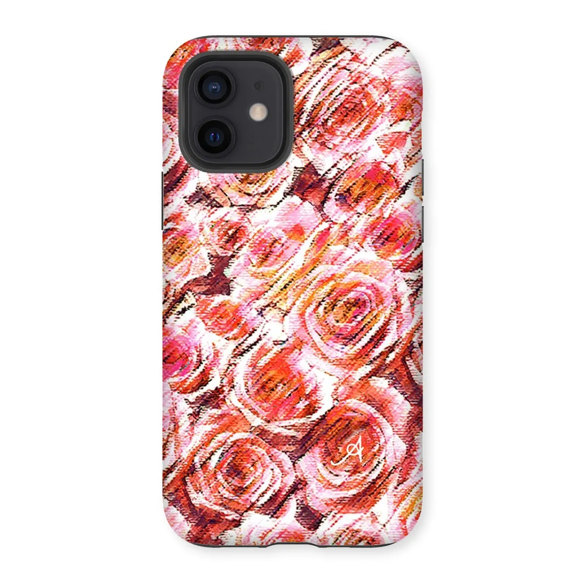 Textured Roses Coral Amanya Design Tough Phone Case