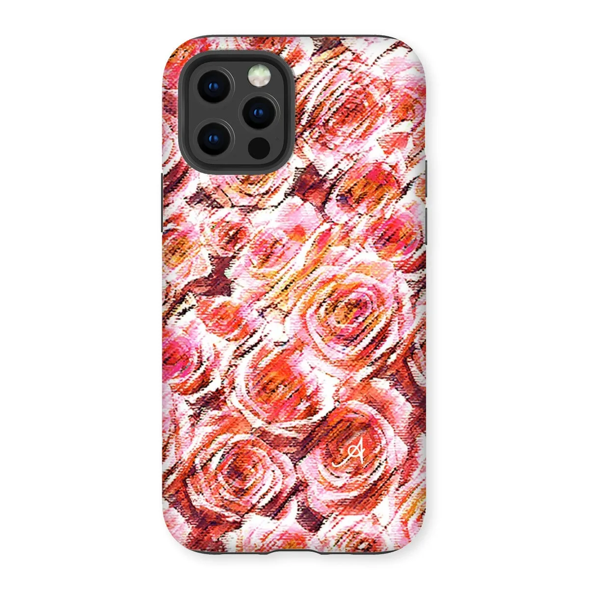 Textured Roses Coral Amanya Design Tough Phone Case