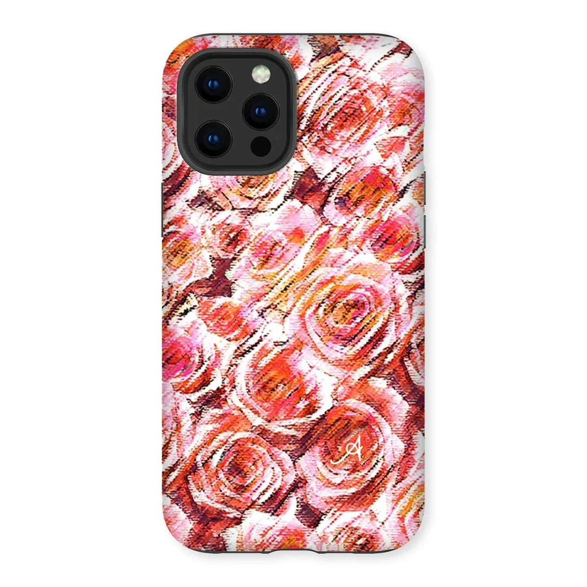 Textured Roses Coral Amanya Design Tough Phone Case