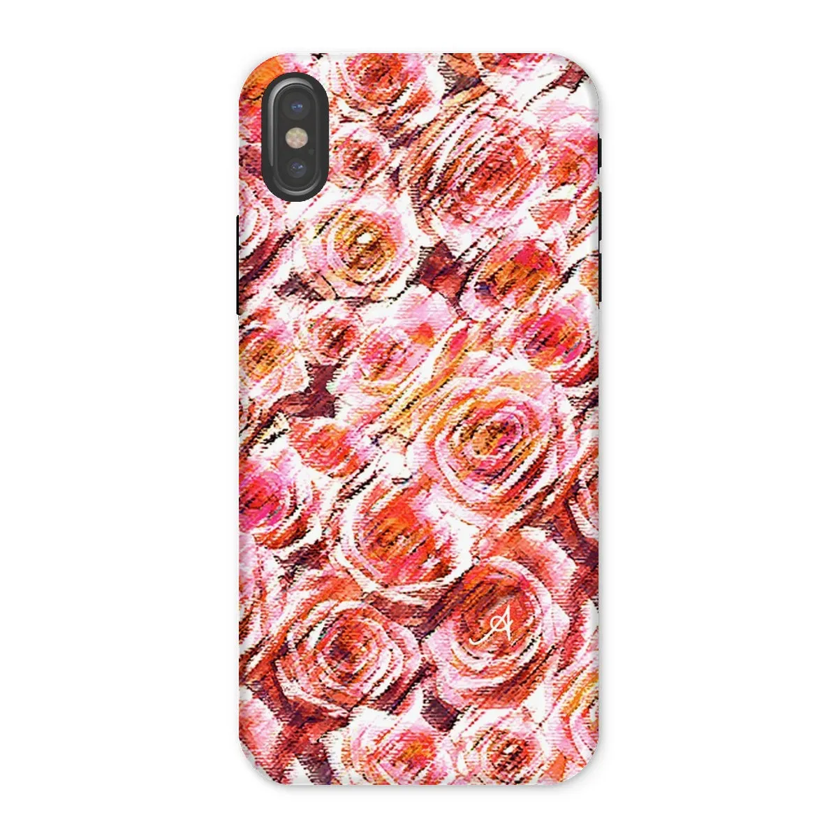 Textured Roses Coral Amanya Design Tough Phone Case