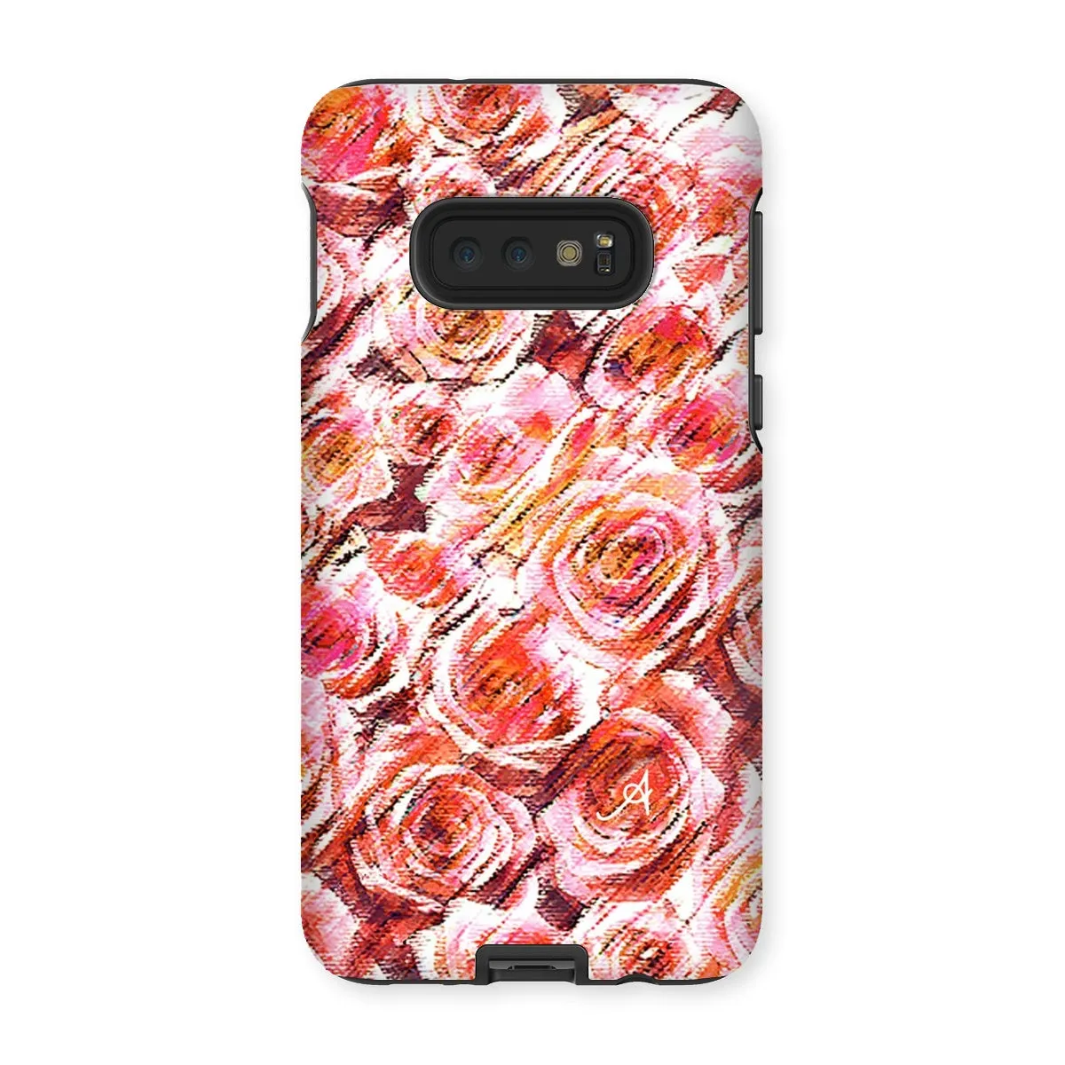 Textured Roses Coral Amanya Design Tough Phone Case